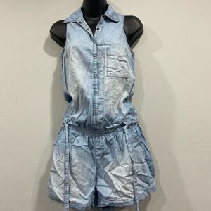 Chambray belted romper